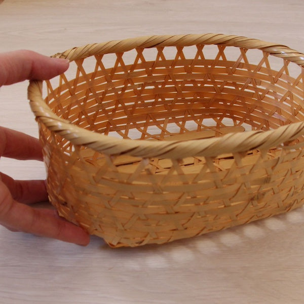 竹かご 白竹小判篭（大/小）
