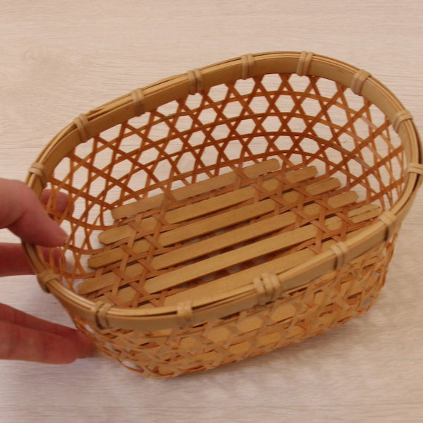 竹かご 白竹小判篭（大/小）